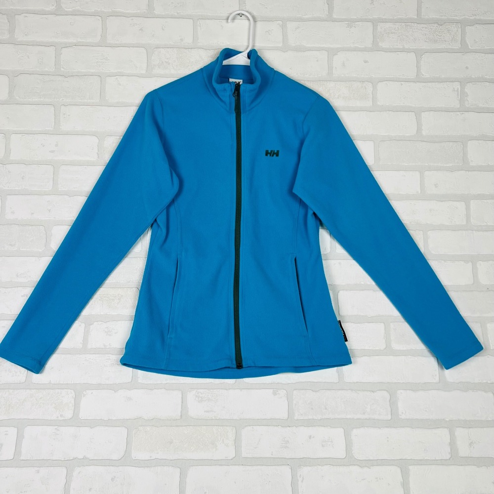 Helly Hansen Womens Blue Polartec Full Zip Fleece Jacket Mock Neck HH Logo Med